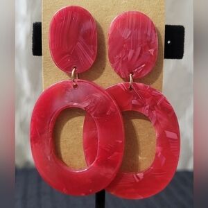 Acrylic Post Earrings - Shades of Red Marble Tortoise